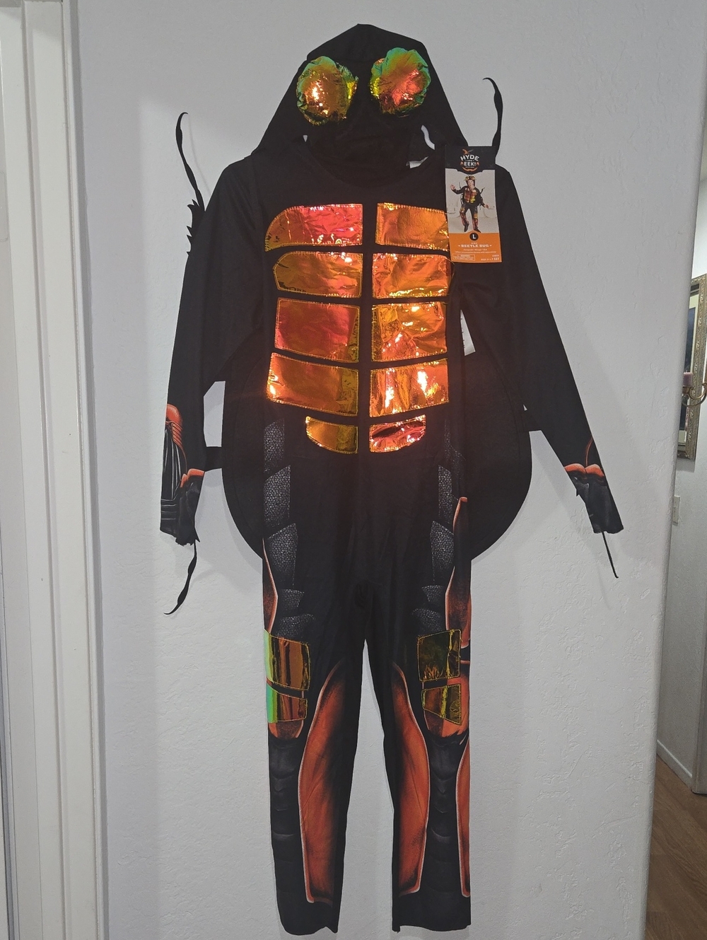 Kids Black and Metallic Orange Bug Costume with Hood